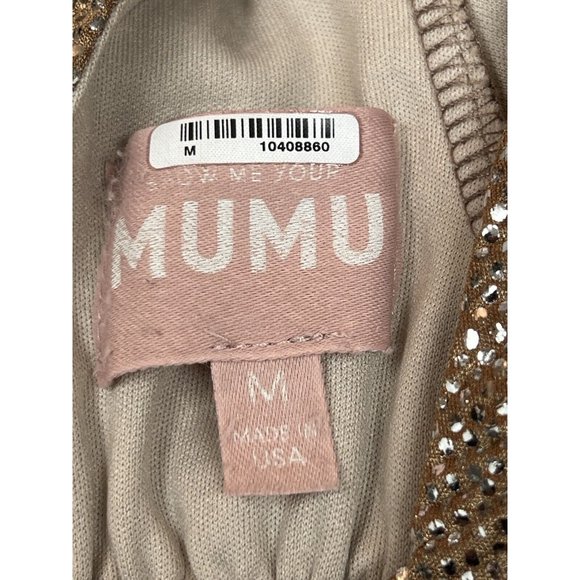 Show Me Your Mumu Sydney Gold Midi Dress Metallic Sparkles Size M Medium - Picture 5 of 11